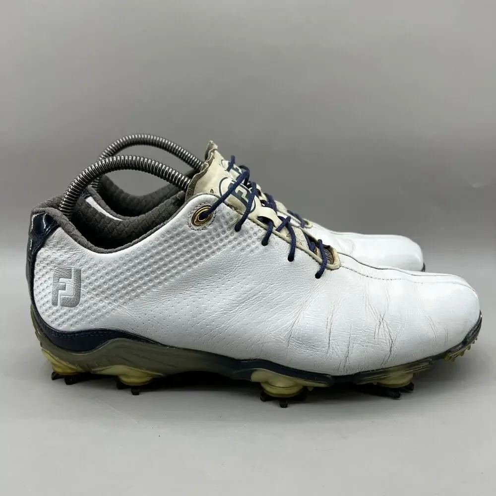 FootJoy DNA Golf Cleats Spiked Men‎ Size 8 M White Leather Lace up Low Top Shoes